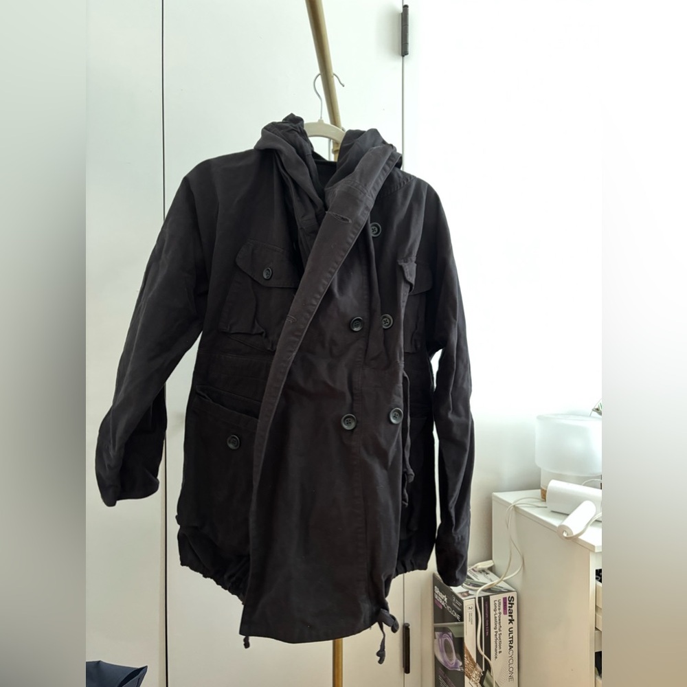 Black cotton hooded utility jacket #utilitychic (for people over 6’)
